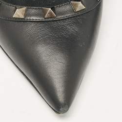 Pre Owned Valentino Black Leather Rockstud Pumps Size 40