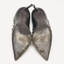 Pre Owned Valentino Black Leather Rockstud Pumps Size 40