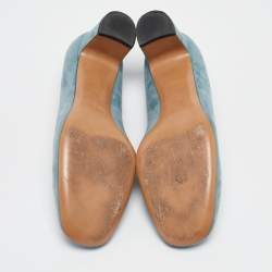 Pre Owned Valentino Blue Leather and Suede Panther Pumps Size 39