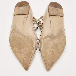 Pre Owned Valentino Beige Patent and Leather Rockstud Ballet Flats Size 38
