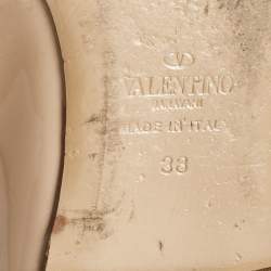 Pre Owned Valentino Beige Patent and Leather Rockstud Ballet Flats Size 38