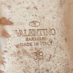 Pre Owned Valentino Blue/Light Pink Leather Rockstud Mule Flats Size 39