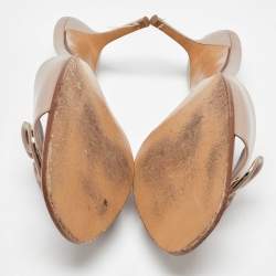 Pre Owned Valentino Dusty Pink Leather Escape V logo Slide Sandals Size 40.5