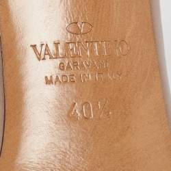 Pre Owned Valentino Dusty Pink Leather Escape V logo Slide Sandals Size 40.5