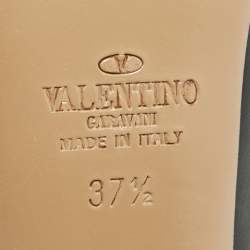 Pre Owned Valentino Green/Beige Leather Rockstud Pumps Size 37.5