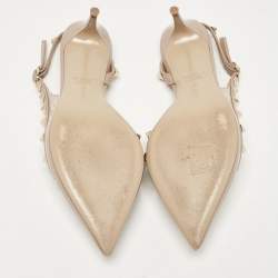 Pre Owned Valentino Dusty Pink Patent Leather Rockstud Slingback Pumps Size 37