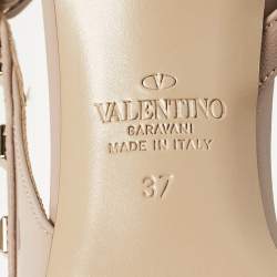 Pre Owned Valentino Dusty Pink Patent Leather Rockstud Slingback Pumps Size 37