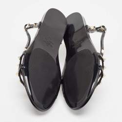 Pre Owned Valentino Black Rubber Rockstud Flat Sandals Size 39