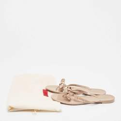 Pre Owned Valentino Dusty Pink Rubber Rockstud Thong Flats Size 40