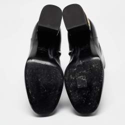 Pre Owned Valentino Black Leather V-logo Ankle Booties Size 41