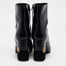 Pre Owned Valentino Black Leather V-logo Ankle Booties Size 41