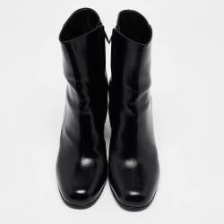 Pre Owned Valentino Black Leather V-logo Ankle Booties Size 41