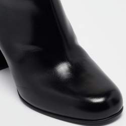 Pre Owned Valentino Black Leather V-logo Ankle Booties Size 41