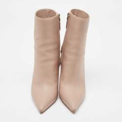 Valentino Beige Leather Rockstud Ankle Length Boots Size 37.5