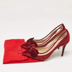 Valentino Burgundy PVC and Velvet Dollybow Pumps Size 39