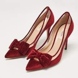 Valentino Burgundy PVC and Velvet Dollybow Pumps Size 39