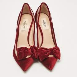 Valentino Burgundy PVC and Velvet Dollybow Pumps Size 39