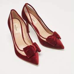 Valentino Burgundy PVC and Velvet Dollybow Pumps Size 39