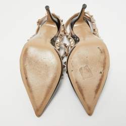 Pre Owned Valentino Black Leather and Patent Leather Rockstud Pumps Size 39