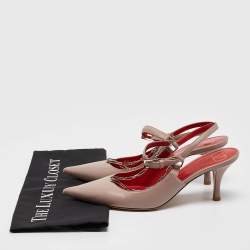 Valentino Dusty Pink Leather Chain Link Slingback Pumps Size 38