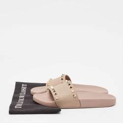 Valentino Dusty Pink Rubber Rockstud Slides Size 38