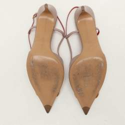 Pre Owned Valentino Beige Leather Escape V logo Pumps Size 40