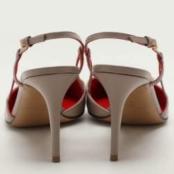 Pre Owned Valentino Beige Leather Escape V logo Pumps Size 40