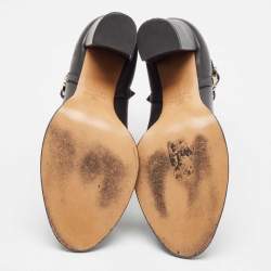 Pre Owned Valentino Black Leather Rockstud Ankle Boots Size 39