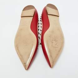 Valentino Red/Beige Leather Rockstud Ballet Flats Size 36.5