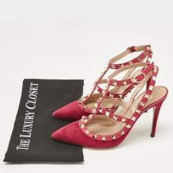Pre Owned Valentino Purple Suede and Leather Rockstud Pumps Size 37