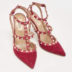 Pre Owned Valentino Purple Suede and Leather Rockstud Pumps Size 37