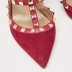 Pre Owned Valentino Purple Suede and Leather Rockstud Pumps Size 37