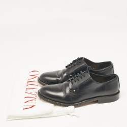 Valentino Black Leather Lace Up Oxfords Size 36