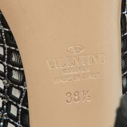 Valentino Black Mesh and Suede Crystal Embellished Peep Toe Pumps Size 38.5