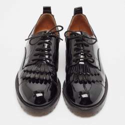 Valentino Black Patent Leather  Fringe Detail Derby Size 41