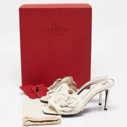 Valentino White Leather 03 Rose Edition Atelier Slide Sandals Size 38