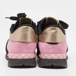 Valentino Multicolor Camouflage Leather and Suede Rockrunner Sneakers Size 37.5