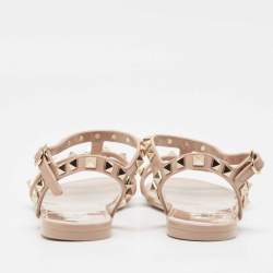 Valentino Beige Rubber Rockstud Ankle Strap Flats Size 37