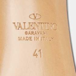 Pre Owned Valentino Black Leather Escape V logo Slingback Pumps Size 41