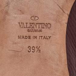 Pre Owned Valentino Burgundy Leather Rockstud Pointed Toe Ballet Flats Size 39.5