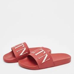 Valentino Red Rubber VLTN Slide Sandals Size 40