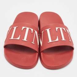 Valentino Red Rubber VLTN Slide Sandals Size 40