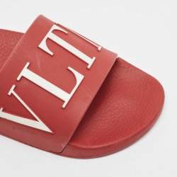 Valentino Red Rubber VLTN Slide Sandals Size 40