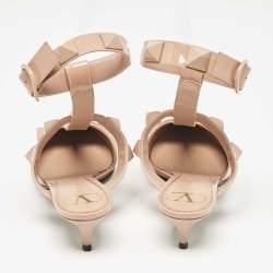 Pre Owned Valentino Pink Patent Leather Roman Stud Ankle Strap Pumps Size 38