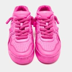 Valentino Pink Leather One Stud Lace Up Sneakers Size 41