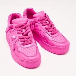 Valentino Pink Leather One Stud Lace Up Sneakers Size 41