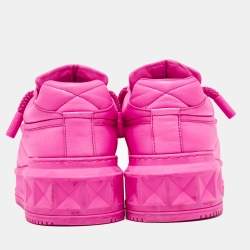Valentino Pink Leather One Stud Lace Up Sneakers Size 41