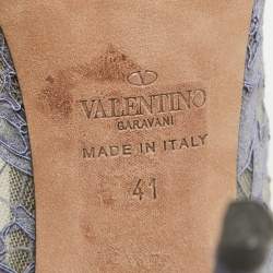 Pre Owned Valentino Grey Lace and Mesh Couture Peep Toe Pumps Size 41