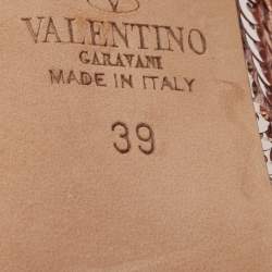 Valentino Rose Gold Sequins and Leather Rockstud Ankle Strap Pumps Size 39