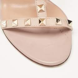 Pre Owned Valentino Dusty Pink Patent Leather Rockstud Ankle Strap Sandals Size 36